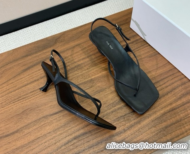 Best Price The Row Calfskin Heeled Sandals 5.5cm TR052813 Black 2025