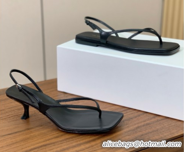 Best Price The Row Calfskin Heeled Sandals 5.5cm TR052813 Black 2025
