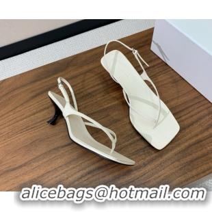 Top Grade The Row Calfskin Heeled Sandals 5.5cm TR052815 White 2025