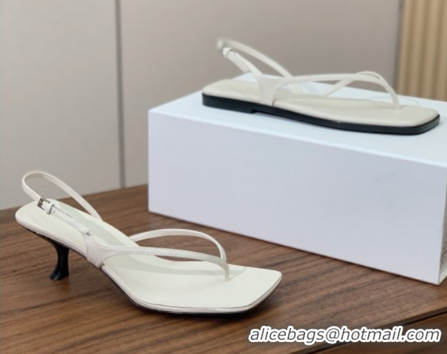 Top Grade The Row Calfskin Heeled Sandals 5.5cm TR052815 White 2025