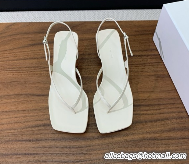 Top Grade The Row Calfskin Heeled Sandals 5.5cm TR052815 White 2025