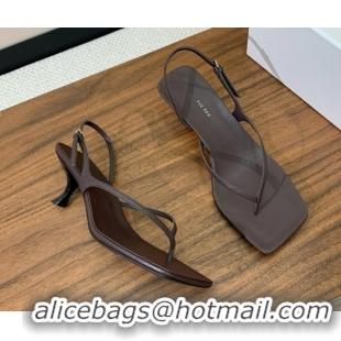 Good Quality The Row Calfskin Heeled Sandals 5.5cm TR052816 Chocolate Brown 2025