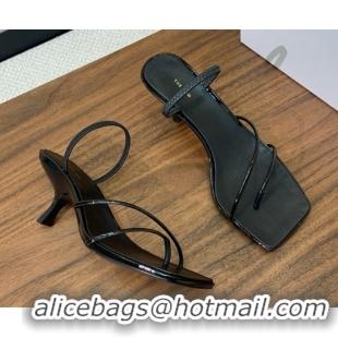 Classic Hot The Row Patent Leather Sandals 7cm Heel TR052901 Black 2025