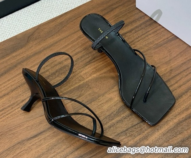 Classic Hot The Row Patent Leather Sandals 7cm Heel TR052901 Black 2025