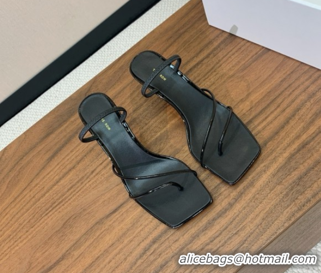 Classic Hot The Row Patent Leather Sandals 7cm Heel TR052901 Black 2025