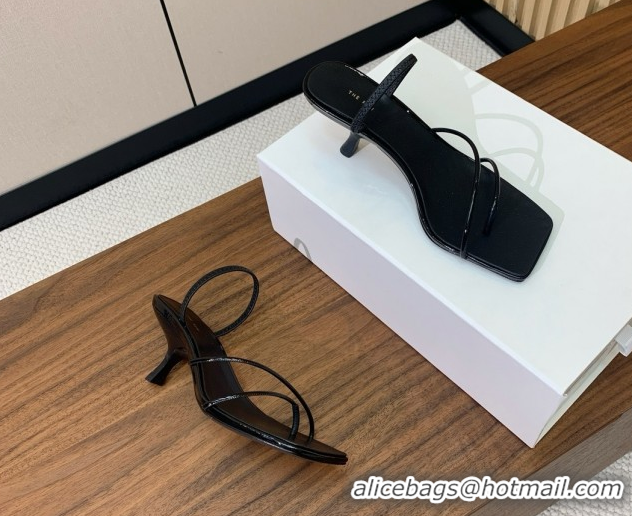 Classic Hot The Row Patent Leather Sandals 7cm Heel TR052901 Black 2025