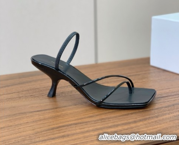 Classic Hot The Row Patent Leather Sandals 7cm Heel TR052901 Black 2025