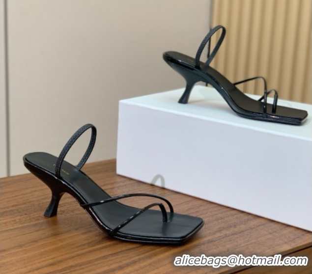 Classic Hot The Row Patent Leather Sandals 7cm Heel TR052901 Black 2025