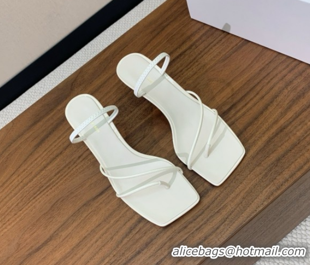 Best Grade The Row Patent Leather Sandals 7cm Heel TR052902 White 2025