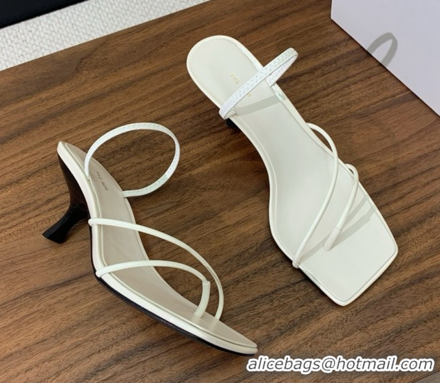 Best Grade The Row Patent Leather Sandals 7cm Heel TR052902 White 2025