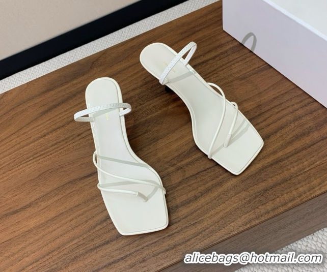 Best Grade The Row Patent Leather Sandals 7cm Heel TR052902 White 2025