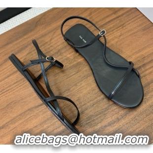 Luxury Discount The Row Bare Flat Sandal in Leather TR052907 Black 2025