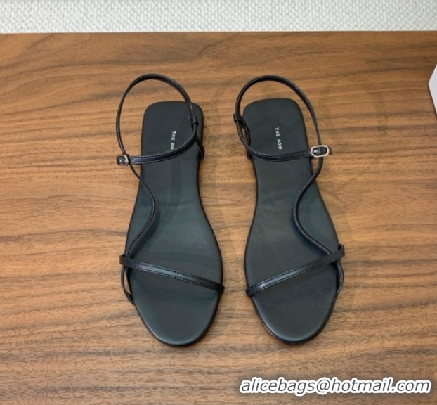 Luxury Discount The Row Bare Flat Sandal in Leather TR052907 Black 2025