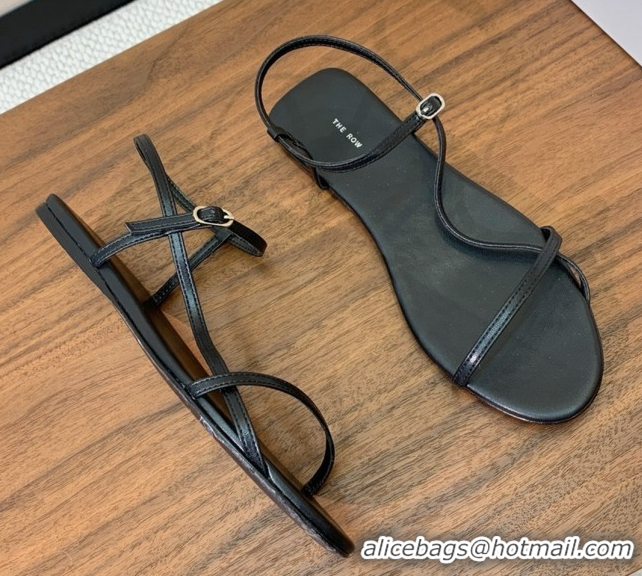 Luxury Discount The Row Bare Flat Sandal in Leather TR052907 Black 2025