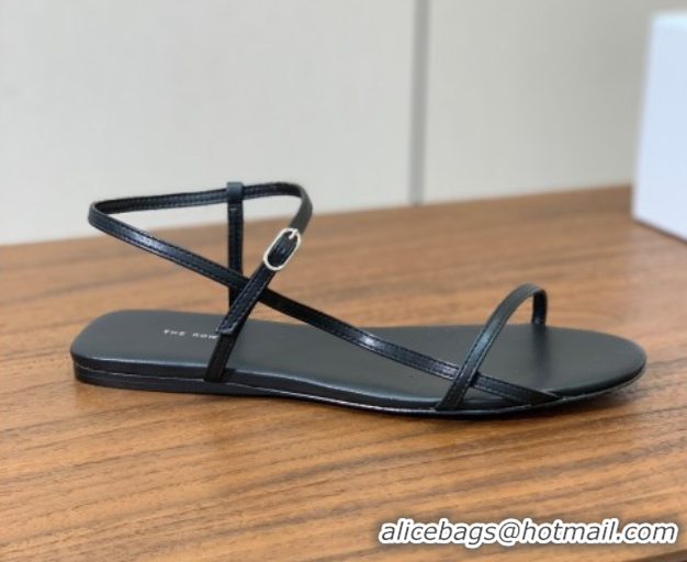 Luxury Discount The Row Bare Flat Sandal in Leather TR052907 Black 2025
