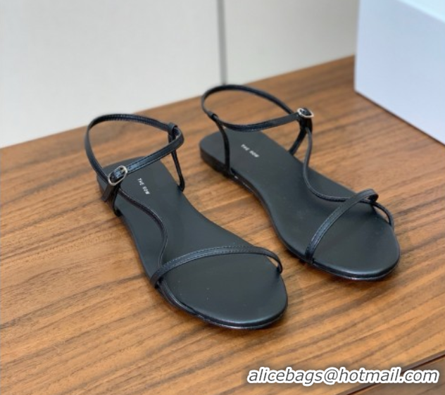 Luxury Discount The Row Bare Flat Sandal in Leather TR052907 Black 2025