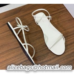 Luxury The Row Bare Flat Sandal in Leather TR052908 White 2025