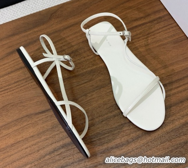 Luxury The Row Bare Flat Sandal in Leather TR052908 White 2025