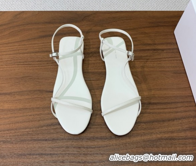 Luxury The Row Bare Flat Sandal in Leather TR052908 White 2025