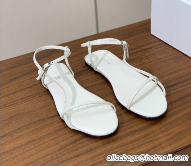 Luxury The Row Bare Flat Sandal in Leather TR052908 White 2025