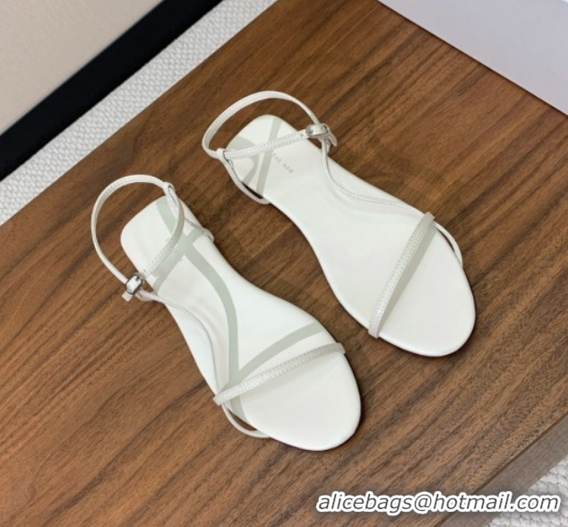 Luxury The Row Bare Flat Sandal in Leather TR052908 White 2025