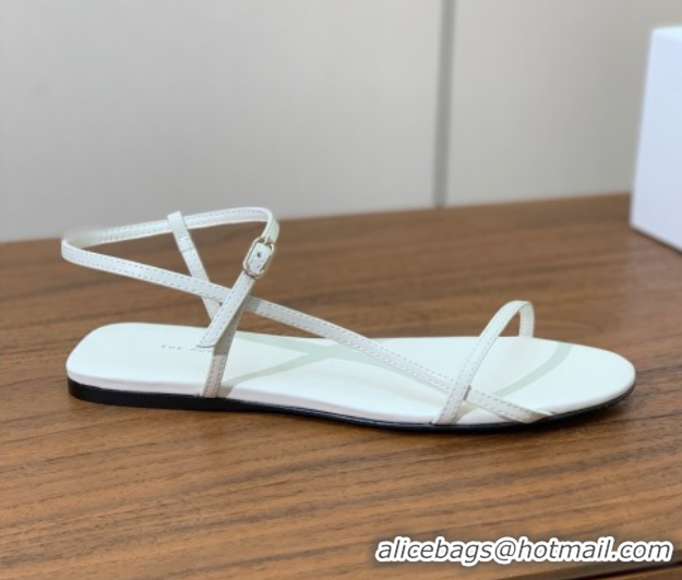 Luxury The Row Bare Flat Sandal in Leather TR052908 White 2025