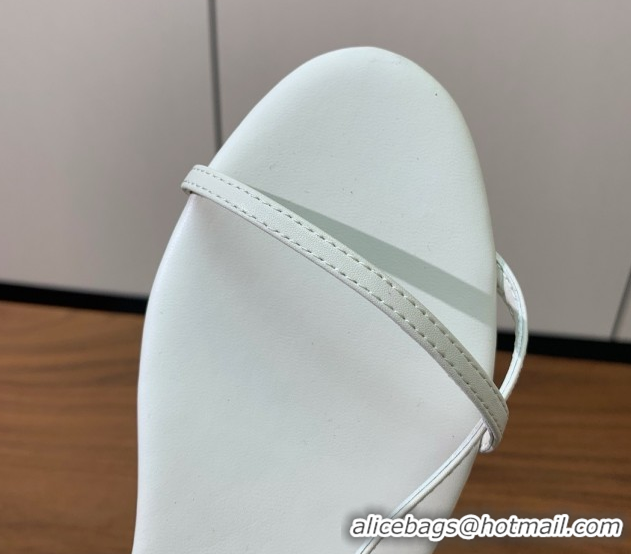 Luxury The Row Bare Flat Sandal in Leather TR052908 White 2025