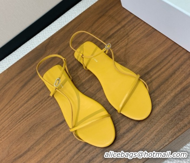 Luxurious The Row Bare Flat Sandal in Leather TR052910 Yellow 2025