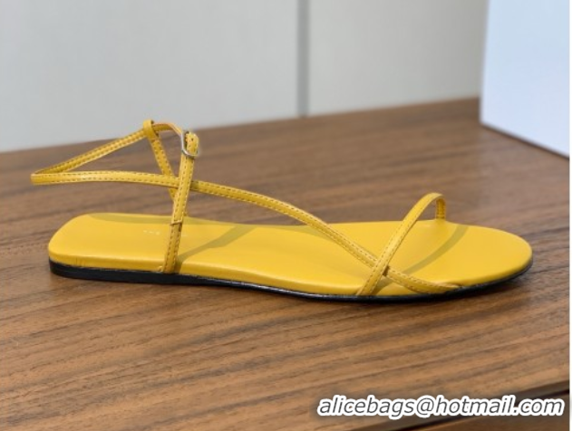 Luxurious The Row Bare Flat Sandal in Leather TR052910 Yellow 2025