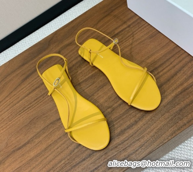Luxurious The Row Bare Flat Sandal in Leather TR052910 Yellow 2025
