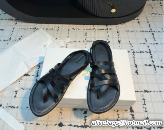 Most Popular The Row Line Sandals in Leather TR052916 Black 2025