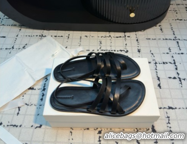 Most Popular The Row Line Sandals in Leather TR052916 Black 2025