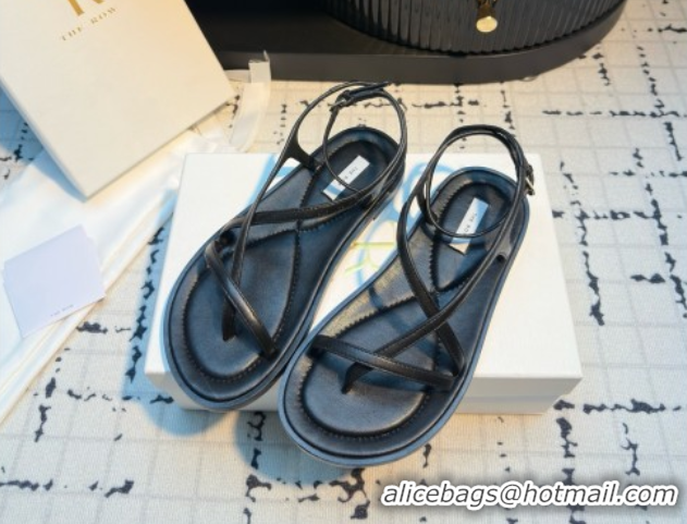 Charming The Row Ankle Strap Sandal in Black Leather TR052918 2025