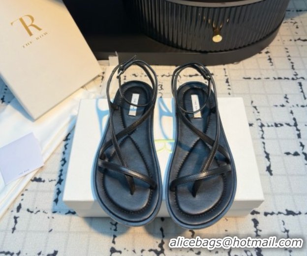 Charming The Row Ankle Strap Sandal in Black Leather TR052918 2025