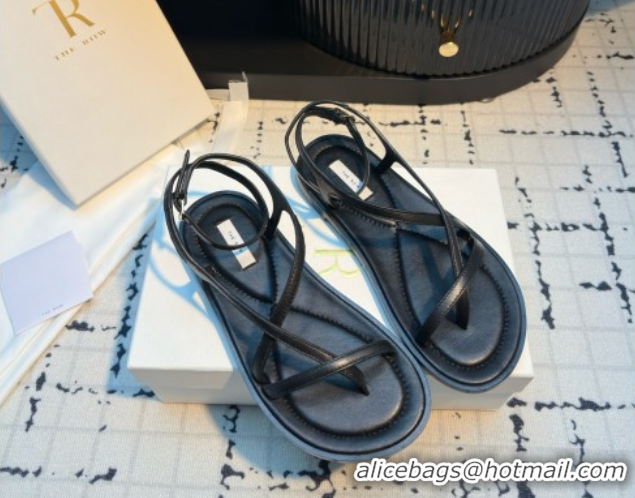 Charming The Row Ankle Strap Sandal in Black Leather TR052918 2025