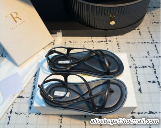 Charming The Row Ankle Strap Sandal in Black Leather TR052918 2025