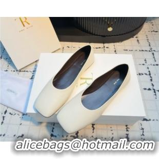 Best Grade The Row Square Ballet Flats in White Lambskin TR052919 2025