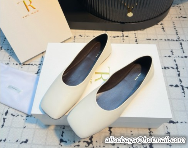 Best Grade The Row Square Ballet Flats in White Lambskin TR052919 2025