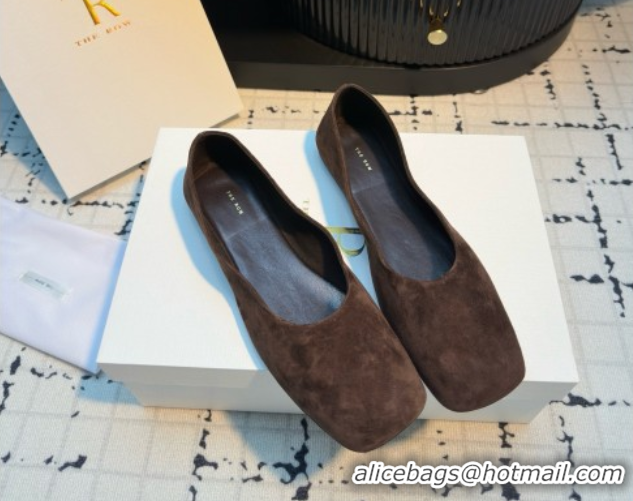 Durable The Row Square Ballet Flats in Brown Suede TR052920 2025