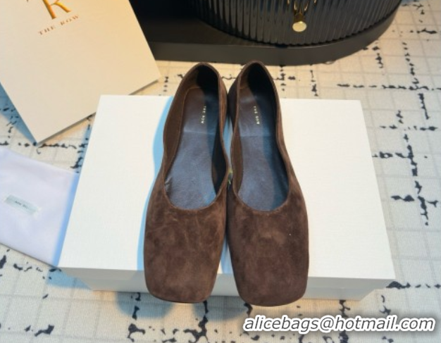 Durable The Row Square Ballet Flats in Brown Suede TR052920 2025