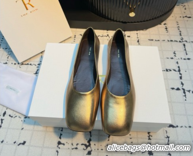 Good Product The Row Square Ballet Flats in Gold Lambskin TR052921 2025