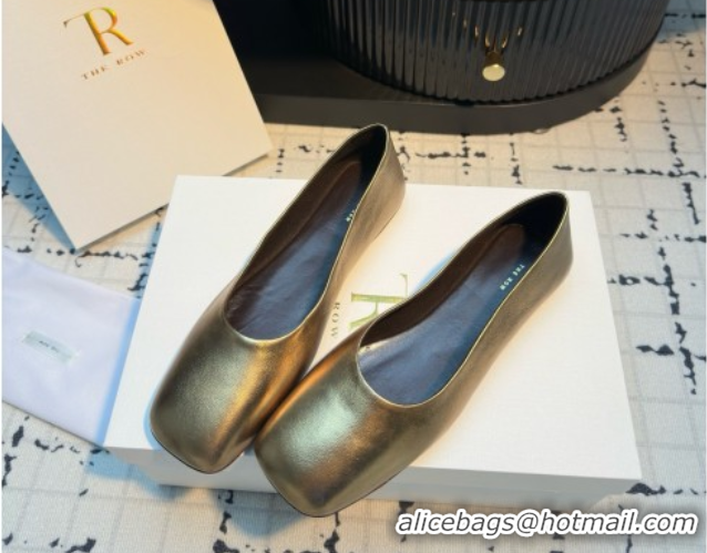 Good Product The Row Square Ballet Flats in Gold Lambskin TR052921 2025