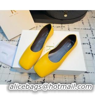 Hot Style The Row Square Ballet Flats in Yellow Lambskin TR052922 2025