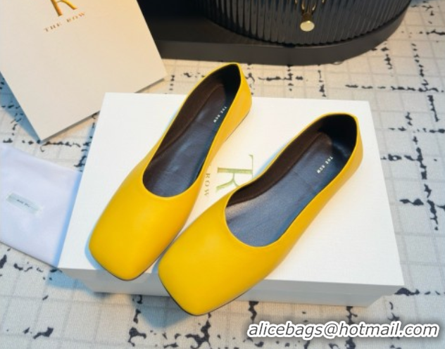 Hot Style The Row Square Ballet Flats in Yellow Lambskin TR052922 2025