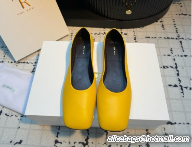 Hot Style The Row Square Ballet Flats in Yellow Lambskin TR052922 2025