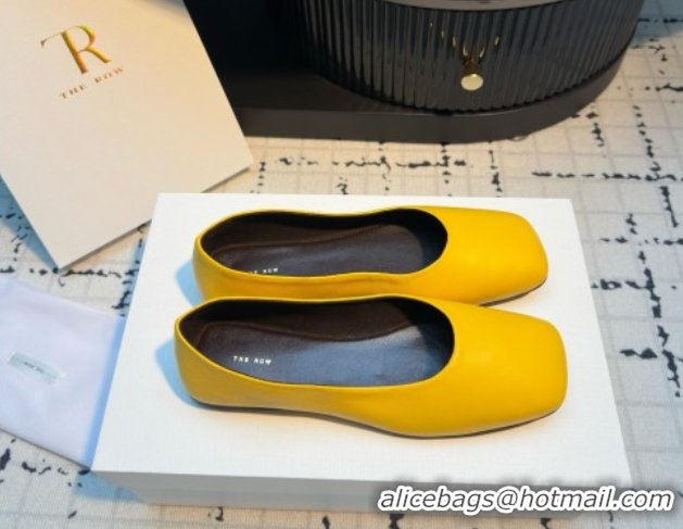 Hot Style The Row Square Ballet Flats in Yellow Lambskin TR052922 2025