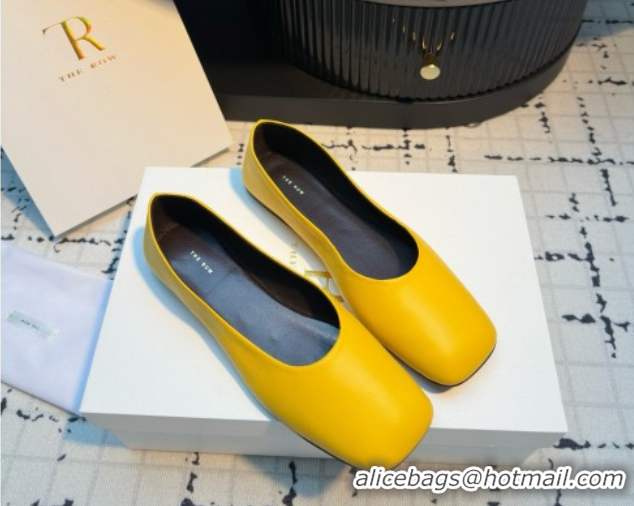 Hot Style The Row Square Ballet Flats in Yellow Lambskin TR052922 2025