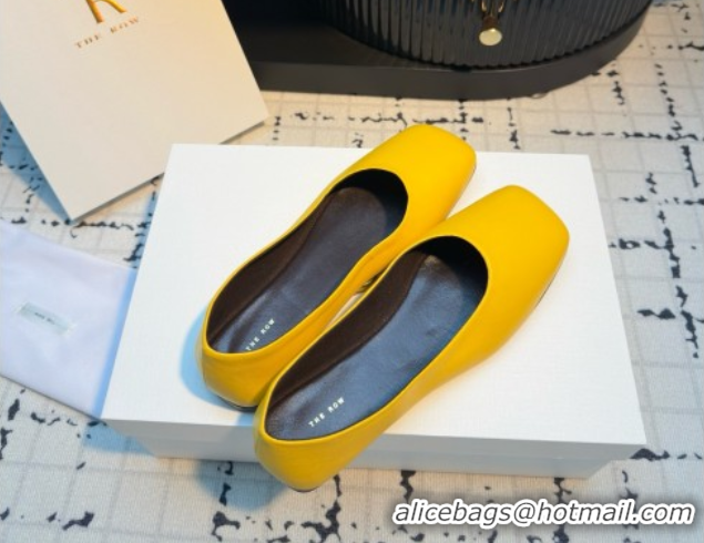 Hot Style The Row Square Ballet Flats in Yellow Lambskin TR052922 2025