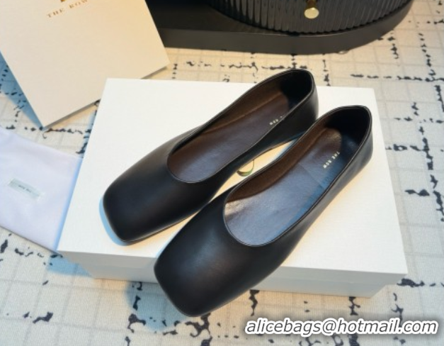 Cheap Price The Row Square Ballet Flats in Black Lambskin TR052923 2025