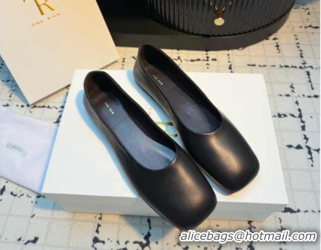 Cheap Price The Row Square Ballet Flats in Black Lambskin TR052923 2025